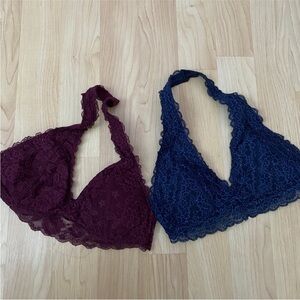 Hollister Lace Bralette Duo - Wine and Deep Blue